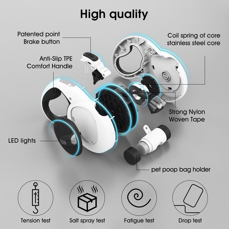 Gauzi 4 in 1 Retractable Dog Leash Long 16.4ft Leashes