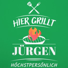 Geschenk mit Namen personalisiert by Shirtracer - Children's Apron Children Boys Girls - BBQ Apron - Hier Grillt Name Himself - Funny Gift Dad Father's Day Birthday, 5 Green