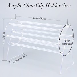 SNOWSTAR Acrylic Claw Clip Organizer Holder,360-Degree Rotating Claw Clip Holder and Storage,Hair Clip Organizer Display Clear Stand for Women and Girls