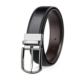 Reversible Leather Belts For Men Big and Tall 28"-75" Trim To Fit With Gift-Box