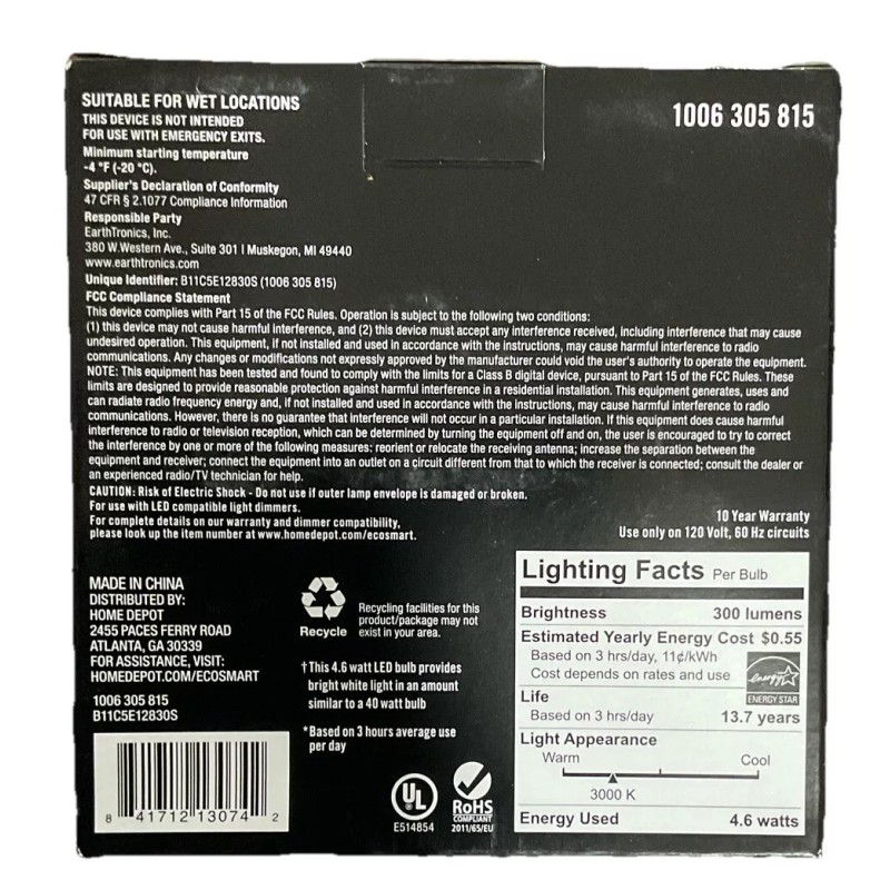 Eco-Smart EcoSmart 40W Dimmable LED Vintage Edison Light Bulb Bright