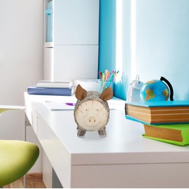 Relaxdays Piggy Bank Tree Bark with Opening Dolomite Money Box Children & Adults H x W x D: 13 x 9 x 16.5 cm Brown / White