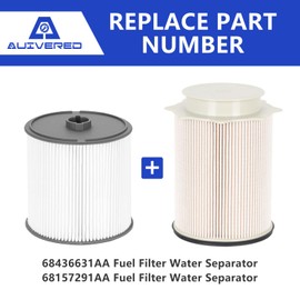 AUIVERED 68436631AA and 68157291AA Fuel Filter Water Separator with Seals - Replacement for 2019-2024 Dodge Ram 2500 3500 4500 5500 6.7L Cummins Diesel