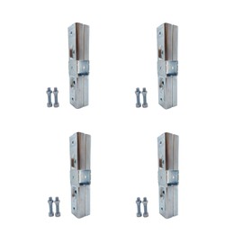 4 Pcs Steel Square Joint Tube Fittings, 3 Way Horizontal Line Joint Pipe Clamps, Joint Link Fence Clamps Connector with Bolts/Nuts for OD 1" or 25MM Square Pipe, Chain Fence Guardrail Rails Clamps