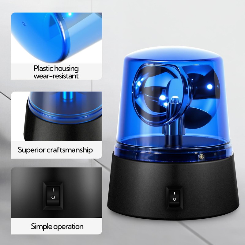 GAGIRA 2Pcs Blue Rotating Strobe Light, Battery Operated 360 Degree