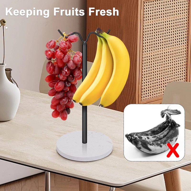 Winmien Double Hooks Standing Banana Holder, Banana Hanger Tree Stand