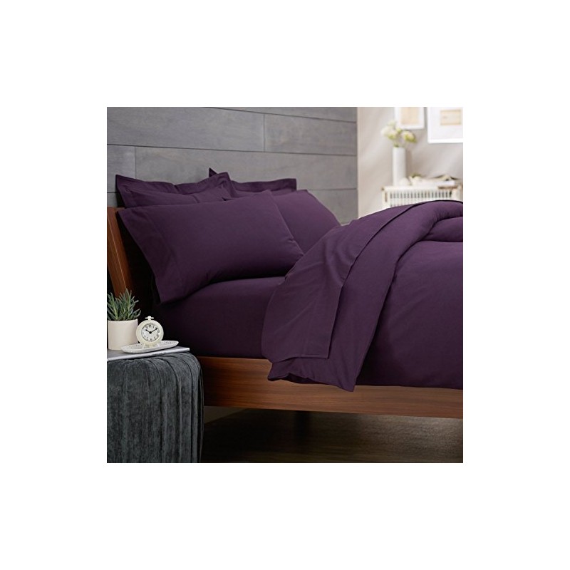 [hachette] KING SIZE AUBERGINE 100% EGYPTIAN COTTON FITTED SHEET IN