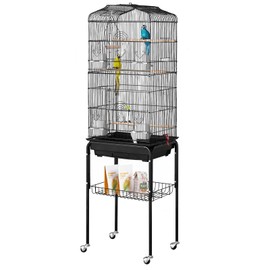 Happybuy 64-inch Open-top Large Parrot Bird Cage with Detachable Rolling Stand. Ideal for Parakeets, Finches, Canaries, Lovebirds, Cockatiels, Budgies, Small Quaker Conures