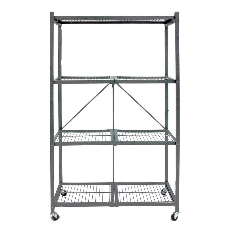Origami R5 4-Shelf Heavy-Duty Folding Storage Rack, Pewter - Large