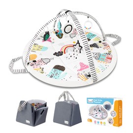 Baby Play Mat Tummy Time Mat with Exclusive Foldable Design, Stage-Based Skill Development Activity Gym, Machine Washable Baby Play Mats for Floor with Gift Package