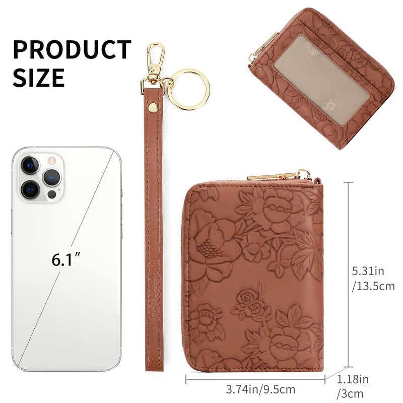 SENDEFN Credit Card Holder Wristlet Woman Wallets RFID Blocking Zipper