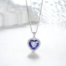 Collar De Plata 925 Titanic El Corazón Del Mar Azul Zafiro