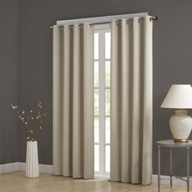 Comfort Spaces Blackout Grommet Top Window Curtain Panel Pair Noise Reducing, Energy Efficient Thermal Insulated Darkening Drape for Bedroom, Living Room Décor, 42" x 95", Beige, 2 Piece