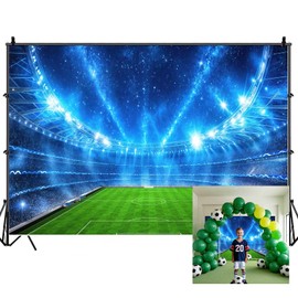 Soccer Backdrops for Photoshoot, Soccer Field Boys Men Birthday Party Picture Decorations Wall Backdrop for Photography Decor Banner, Photographic Studio Photo Backgrounds 7X5 FT