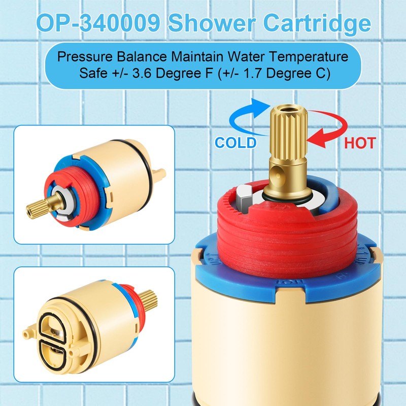 OP-340009 Pressure Balance Ceramic Cartridge, Shower Cartridge Replacement, for Tub/Shower