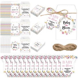 MotiMind 100 Pack Baby Shower Party Self Adhesive Envelopes Favors Set Include Baby in Bloom Paper Storage Envelopes Thank You Tags Baby Shower Gifts for Guest Party Decor(Wildflowers)