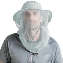 Peicees Head Net Hat for Men Women Adventure Fishing Hat Safari Hat for Hunting Camping Hiking Light Gray