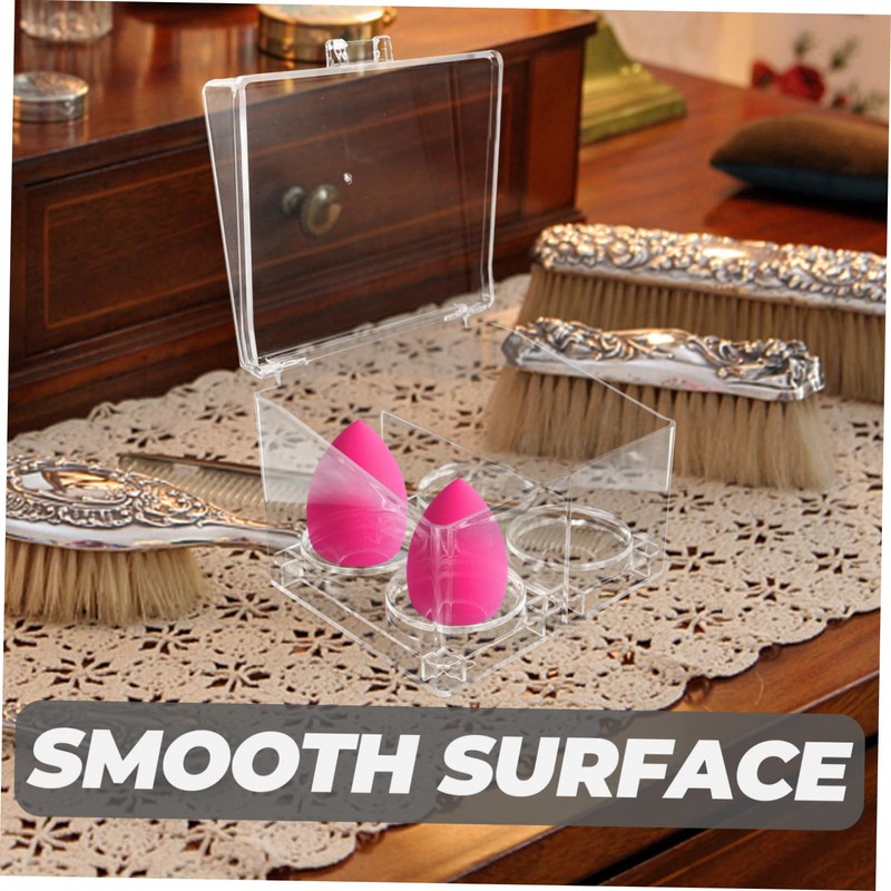 Baluue Clear Makeup Sponge Storage Box Transparent Multi-grid Organizer for