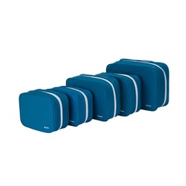 Branden Compression Packing Cubes 28" Set | S+S+L+L+XL, Blue, 5pcs l Travel Essentials l Organizer Set for Suitcase,Luggage l Overnight Trip, Road Trip, Beach, Cruise