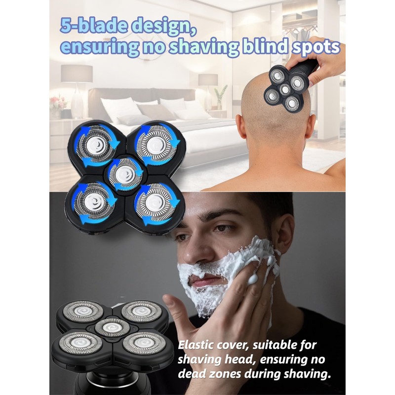 3 Pcs 5-Blade Universal Head Shaver for freebird replacement blades,