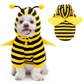 Idepet Halloween Pet Bee Costume, Dog Hoodie Cat Outfit Cute Cosplay Puppy Clothes Funny Bumble Bee Pet Apparel for Small Dogs and Cats