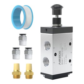 AIRZOE 1/4"NPT Pneumatic Solenoid Valve Manual Control Push-Pull, 2 Position 5 Way Hand Pull Valve Air Valve, 4R210-08