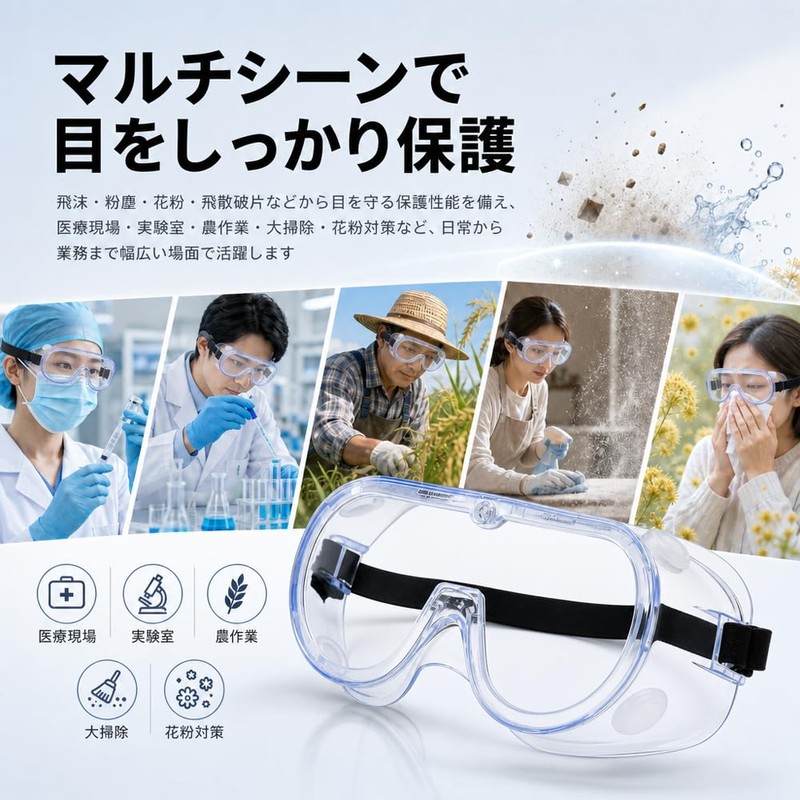 [LINKSORA] 保護ゴーグル 保護メガネ 目完全隔離 曇り止め 感染 飛沫対策 防塵 花粉症 大掃除