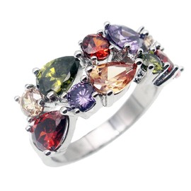 Vanessa Multi Gemstone Jewelry Sets for Women, Sparkling Garnet Amethyst Morganite Peridot Topaz Gifts for Her (6#Ring), topaz