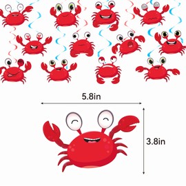 24 Pcs Crab Hanging Swirls Crab Ceiling Decor Crab Spirals Crab Party Decorations for Crab Birthday Party Supplies Ocean Hanging Decor Beach Party Decor