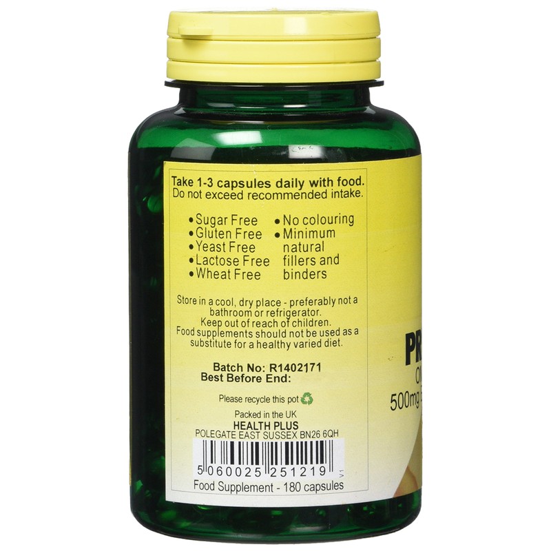 Health Plus Evening Primrose Oil 500mg Omega-6 Supplement - 180