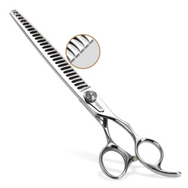 FOGOSP Professional Thinning Shears for Dogs with Micro Serrated Edge 8 inch Dog Grooming Scissors Long Chunkers Shears Japan 440C 70% Thinning Rate 26 Teeth(8in)