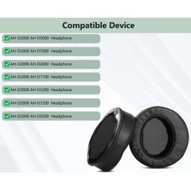 XRHTONG Prime Earpads Replacement+Headband Compatible with Denon AH-D2000 AH-D5000 AH-D7000 AH-D1100 AH-D5200 AH-D7200 AH-D9200 Headphones Ear Pads Cushion(Protein Leather/Memory Foam)