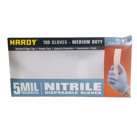 HARDY ONE BOX/100 HARDY GLOVES MEDIUM DUTY- 5MIL THICKNESS NITRILE DISPOSABLE SIZE XL