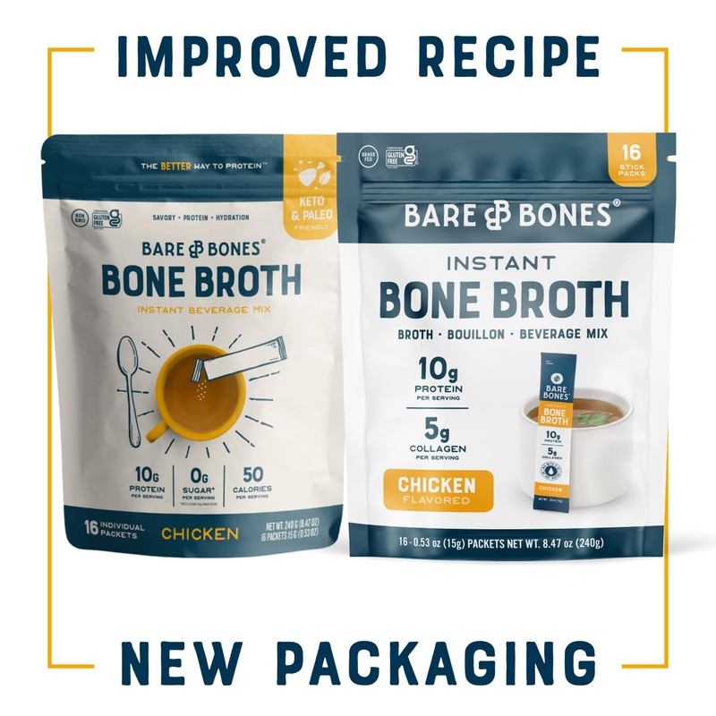 Bare Bones Chicken Bone Broth Instant Powdered Mix | Rich