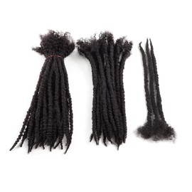 Orientdreads Human Textured Loc Extensions 0.6cm Loc Extension Human Hair,Natural Curly Hair,Full Handmade (12in 0.6cm 10 strands), Natural black)…