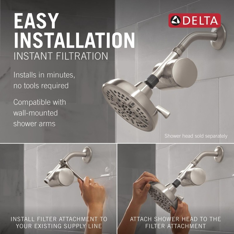 Delta Faucet Clarifi Standard Shower Filter Attachment with Filter, Shower