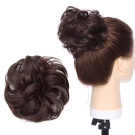 Hair Extensions Hair Extensions Hairpiece Scrunchie Updo Hairstyles Voluminous Messy Bun Wavy Like Real Hair Medium Brown
