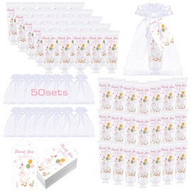 Demissle 50 Sets Silly Goose Baby Shower Hand Cream Bulk Thank You Hand Lotion with One Silly Goose Cards and Organza Gift Bags Appreciation Gifts for Guests Baby Bridal Shower Birthday Favors(Pink)