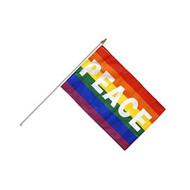 Flaggenfritze® Stick Flag Rainbow with Peace 30 x 45 cm