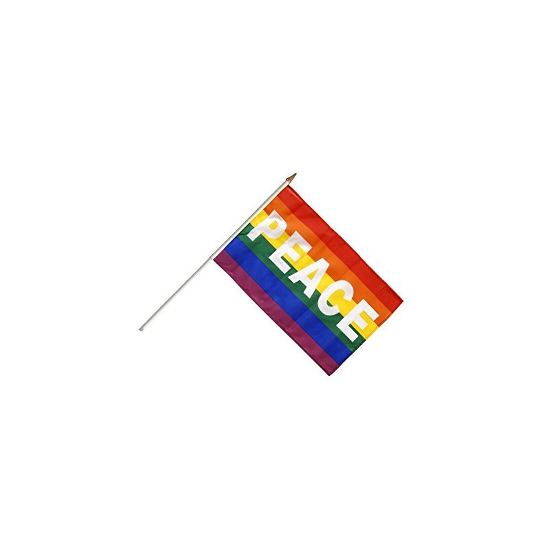 Flaggenfritze® Stick Flag Rainbow with Peace 30 x 45 cm