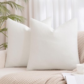 MIULEE Set of 2 Cushion Covers, 50 x 50 cm, Pure White Chenille Cushion Covers, Sofa Cushion, Decorative Cushion for Couch, Sofa, Living Room