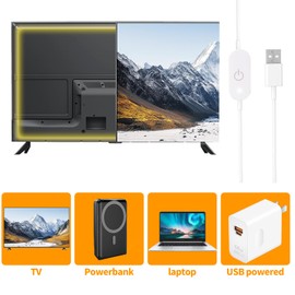 1m USB COB LED Strip Light 5V Touch Dimmable 6500K 320 LEDs/m Slim 8mm Flexible Cuttable Tape for Bedroom Kitchen TV Backlight DIY Lighting