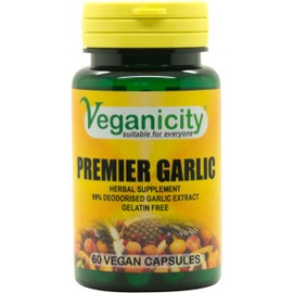 Veganicity Premier Garlic 500mg Digestive Health Supplement - 60 Capsules