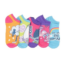 Trolls Set of 5 No-Show Socks, Size 6-8.5 Shoe Size 7.5-3.5