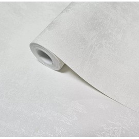 Foil White Distressed Faux Concrete Plaster Textured Contemporary Wallpaper roll