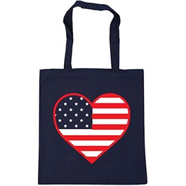 Hippowarehouse Heart shaped USA Flag Tote Shopping Gym Beach Bag 42cm x38cm, 10 litres