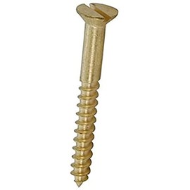 Merriway BH03467 (4 Pcs) 2.1/2-inch x 10 mm Solid Brass Slotted CSK Screw - Pack of 4 Pieces