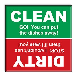 Clean Dirty Dishwasher Magnet Sign Indicator - Green and Red Colorful Design - Kitchen Gift Idea