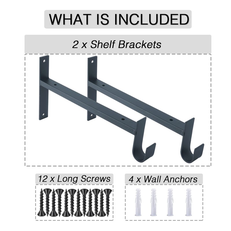 OVOV Closet Rod Bracket Heavy Duty 12 Inch Closet Shelf