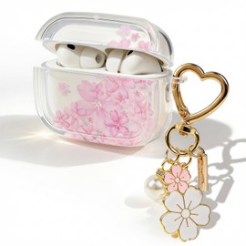 Foweroty Cute Floral Clear Case Compatible with AirPods Pro 3rd Generation, Shockproof Hard Transparent Cover with Wrist Strap Bracelet, Slim Protective Case for AirPods Pro 3 (Frivolou Flower Design)